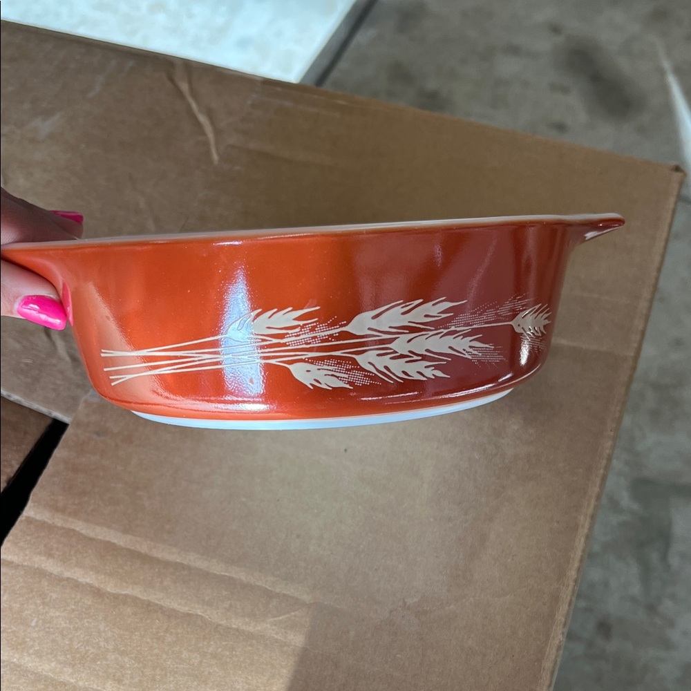 Vintage Orange Wheat Pyrex Casserole Dish 500ml